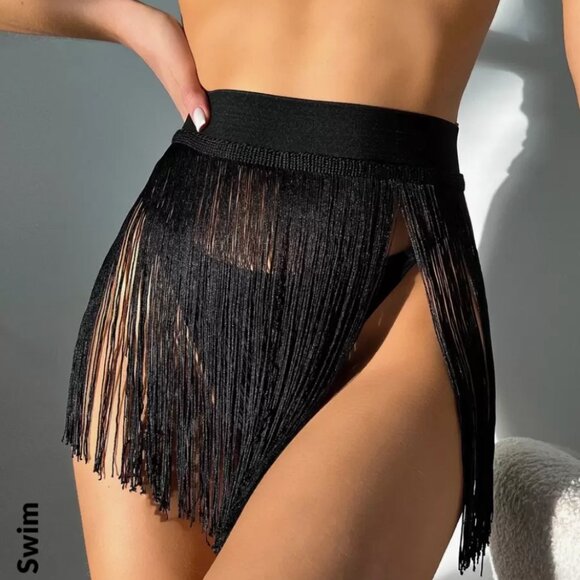 Swim Summer Beach Fringe Trim Cover Up Without Bikini Panty - Picture 1 of 2